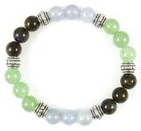 Crystal Gemstone Bracelet - Handcrafted - Natural Aventurine, Chalcedony and Labradorite 8mm