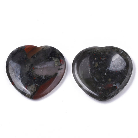 Bloodstone Heart Shaped Thumb Worry Stone 40mm - Detoxifying, Healing and Grounding - Healing Crystal - Gift Idea