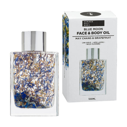 Blue Moon Crystal Infused (Lapis Lazuli) Body and Facial Oil with 24k Gold and Wild Flowers - 100 ml