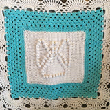 Guardian Angel Motif and Shell Design Heirloom Blanket - Baby - Cot Blanket - Christening - Gift - Throw - Afghan - Shawl - Hand Crocheted