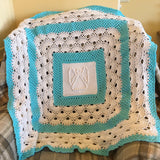 Guardian Angel Motif and Shell Design Heirloom Blanket - Baby - Cot Blanket - Christening - Gift - Throw - Afghan - Shawl - Hand Crocheted
