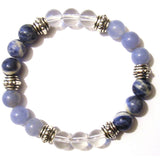 Breast Feeding Healing Crystal Gemstone Bracelet - Handcrafted - Clear Quartz, Blue Chalcedony and Sodalite 8mm