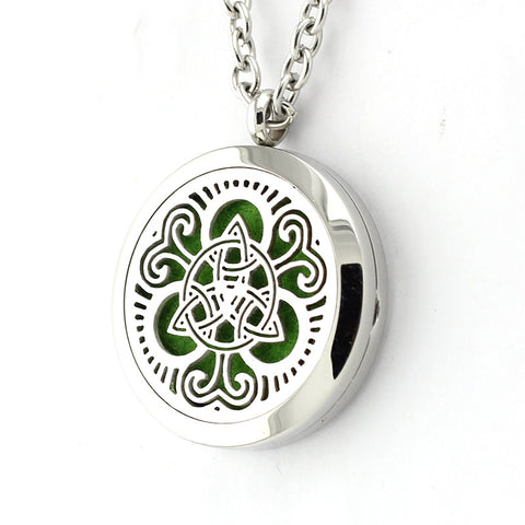 Celtic Trinity Knot Design Aromatherapy Essential Oil Diffuser Necklace - 20mm Silver - Free Chain - Mothers Day Gift Idea