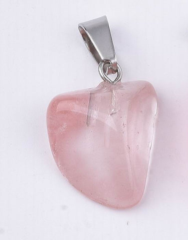 Cherry Quartz - Small Free Form Tumbled Stone Necklace