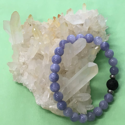 Child's Angelite and Lava Stone Aromatherapy Diffuser Bracelet - Handcrafted - Communication and Self Expression
