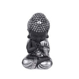 Cute Silver Black Meditating Buddha 220mm - Mother's Day Gift Idea