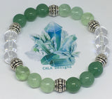 Allergy Relief Healing Crystal Gemstone Bracelet - Handcrafted - Green Aventurine, Clear Quartz and Green Fluorite 8mm - CALA Designs