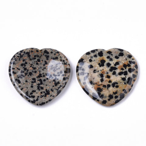 Dalmatian Jasper Heart Shaped Thumb Worry Stone 40mm - Protection, Grounding and Transmutes Negative Energy - Healing Crystal - Gift Idea