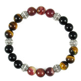 Dealing with Change Healing Crystal Gemstone Bracelet - Handcrafted - Mookaite Jasper, Black Obsidian and Tiger’s Eye 8mm