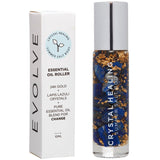 Pure Essential Oil Roller Bottle 10ml with LAPIS LAZULI Crystal Gemstones -  infused with 24k Gold Flakes