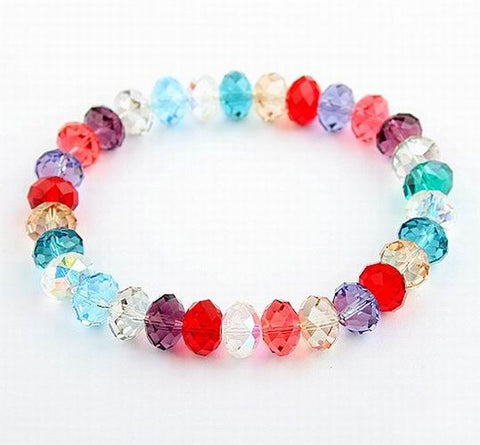 Multi Coloured Crystal Bangle Bracelet  - Faceted Crystals- made with Swarovski Crystal Elements - Gift Idea