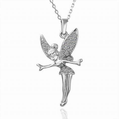 Swarovski Crystal Elements - Little Fairy Girls Necklace - White Gold Plate - Gift Idea