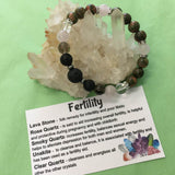 Fertility Support and Healing Crystal Gemstone and Lava Beads Bracelet - Aromatherapy Diffuser - Handcrafted