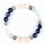Fibromyalgia Relief Healing Crystal Gemstone Bracelet - Handcrafted - Amethyst, Clear Quartz, and Rose Quartz 8mm