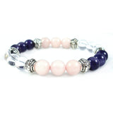 Fibromyalgia Relief Healing Crystal Gemstone Bracelet - Handcrafted - Amethyst, Clear Quartz, and Rose Quartz 8mm