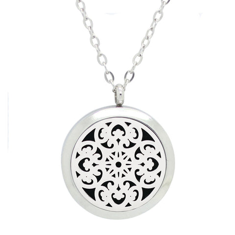 NEW Fleur de Lis Design Aromatherapy Essential Oil Diffuser Necklace - Silver 30mm - Mothers Day Gift Idea