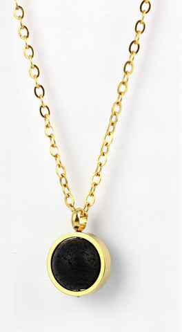 Lava Aromatherapy Essential Oil  Diffuser Necklace - Gold Tone - 12mm Lava Stone included - Gift Idea
