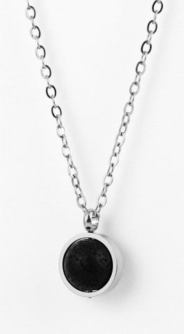 Lava Aromatherapy Essential Oil  Diffuser Necklace - Silver Tone - 12mm Lava Stone included - Gift Idea