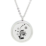 Floral Aromatherapy Essential Oil Diffuser Necklace - Silver 30mm - Free Chain - Mothers Day Gift Idea
