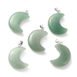 Green Aventurine Crescent Moon Design Pendant Necklace - Healing, Abundance and Growth - Gift Idea