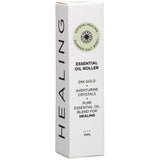 Pure Essential Oil Roller Bottle 10ml with GREEN AVENTURINE Crystal Gemstones -  infused with 24k Gold Flakes