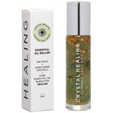 Pure Essential Oil Roller Bottle 10ml with GREEN AVENTURINE Crystal Gemstones -  infused with 24k Gold Flakes