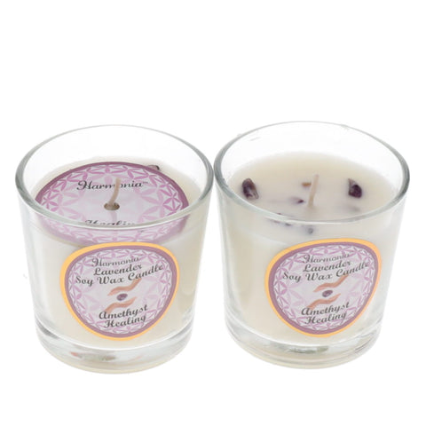HEALING Crystal Scented Votive Candle - Amethyst and Lavender