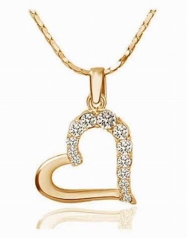 Heart Design Necklace - Gold Plate - made with Swarovski Crystal Elements - Gift Idea