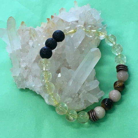 HAPPINESS Aromatherapy Diffuser Bracelet - Citrine, Tigers Eye and Sunstone - The Holistic Shop in Wagga Wagga