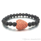 Large Lava HEART and Lava Stone Aromatherapy Essential Oil Diffuser Bracelet - Gift Idea
