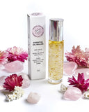 LOVE ROSE QUARTZ Pure Essential Oil Roller Bottle 10ml - infused with Rose, Vanilla and 24k Gold - Valentines Day Gift Idea