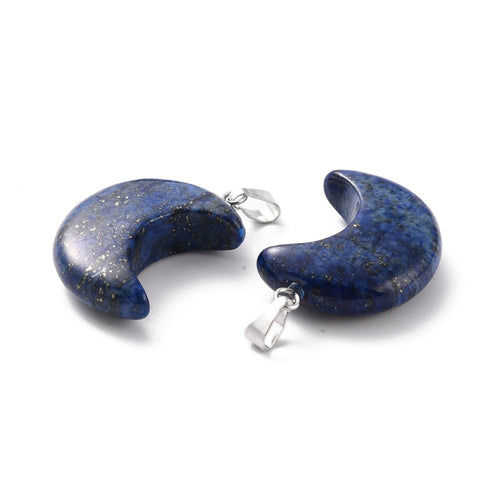 Lapis Lazuli Crescent Moon Design Pendant Necklace - Communication, Intuition and Inner Power - Christmas Gift Idea