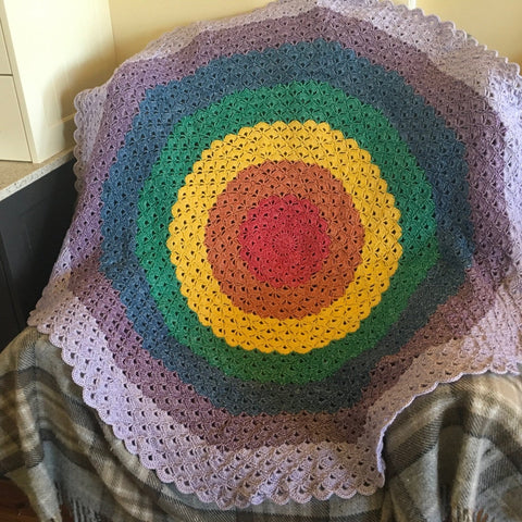 Chakra Inspired Lotus Mandala Blanket - Throw - Afghan - Shawl - Meditation - Hand Crocheted