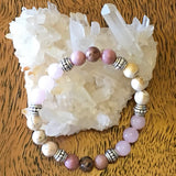 Love Manifestation Healing Crystal Gemstone Bracelet - Handcrafted - Magnesite, Pink Rhodonite and Rose Quartz 8mm
