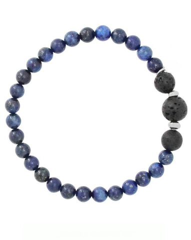 Mens Lapis Lazuli and Lava Stone Aromatherapy Diffuser Bracelet - Communication, Intuition and Inner Power