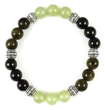 Menstrual Cramps Support Healing Crystal Gemstone Bracelet - Handcrafted - Infinite Stone, Jet, and Labradorite 8mm
