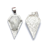 Natural Crystal Faceted Gemstone Necklace 28mm - Silver Plate - FREE Chain