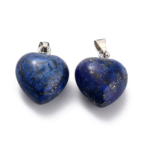 Lapis Lazuli Puff Heart Pendant - Communication, Intuition and Inner Power - Healing Crystal - Gift Idea