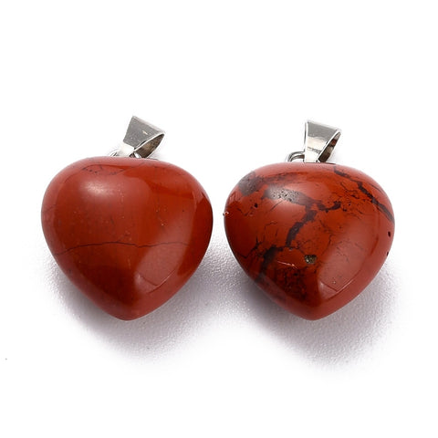 Red Jasper Puff Heart Pendant - Nurturing, Grounding and Stabilising - Healing Crystal - Gift Idea