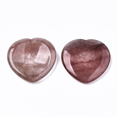 Strawberry Quartz Heart Shaped Thumb Worry Stone 40mm - Amplifies Intentions, Insight, Love and Understanding - Healing Crystal - Gift Idea