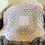 Guardian Angel Motif and Shell Design Heirloom Blanket - Baby - Cot Blanket - Christening - Gift - Throw - Afghan - Shawl - Hand Crocheted