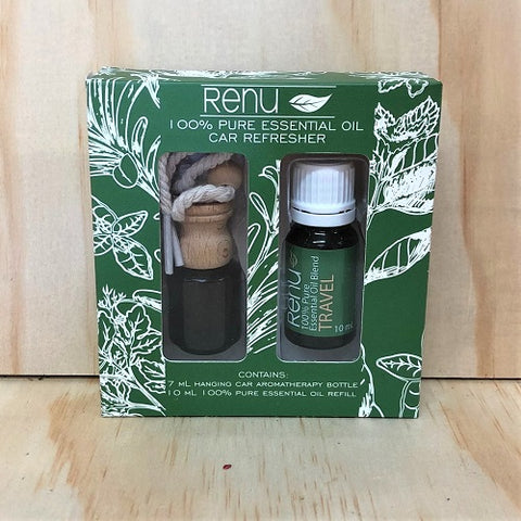 100% Pure Essential Oil Hanging Car Refresher - Travel 10ml - BEST Seller - RENU Aromatherapy