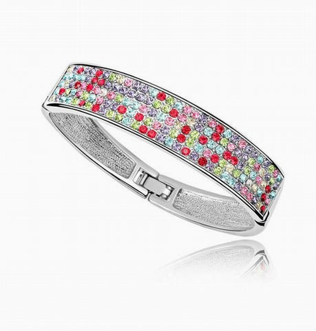 PAVE Crystal Bangle Bracelet - White Gold Plate - made with Swarovski Crystal Elements - Christmas Gift idea