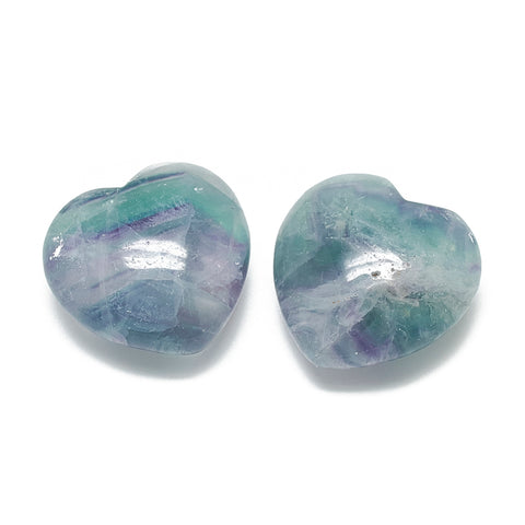 Rainbow Fluorite Crystal Puff Heart 40mm - Focus, Protection and Grounding - Crystal Healing