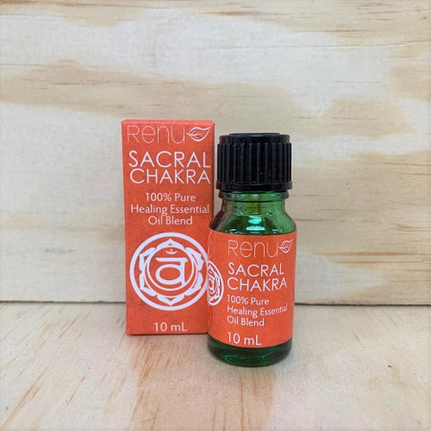 Renu Sacral Chakra Essential Oil Blend with 100% Pure Essential Oils of Orange, Cedarwood, Ylang Ylang, Mandarin, Sandalwood and Jas