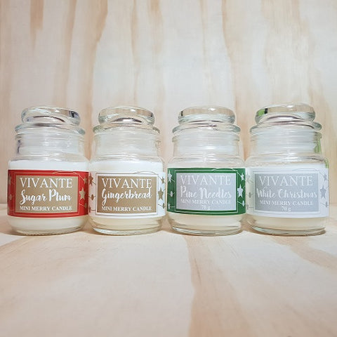 Scents of Christmas Mini Essential Oil Jar Candle 70g - Gingerbread, Pine Needles, Sugarplums and White Christmas - Stocking Filler