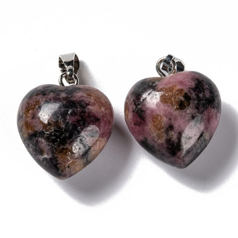 Rhodochrosite Puff Heart Pendant - Compassion, Love and Comfort - Healing Crystal - Gift Idea