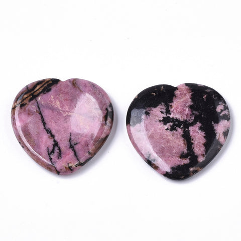 Rhodonite Heart Shaped Thumb Worry Stone 40mm - Love of Self/Others, Vitality and Support- Healing Crystal - Gift Idea
