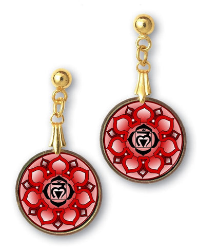 Root Chakra Sanskrit Mandala Earrings - Handcrafted