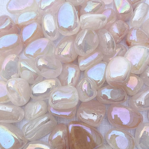 Rose Aura Quartz Tumbled Stone MEDIUM - Love, Friendship and Partnership - Crystal Healing